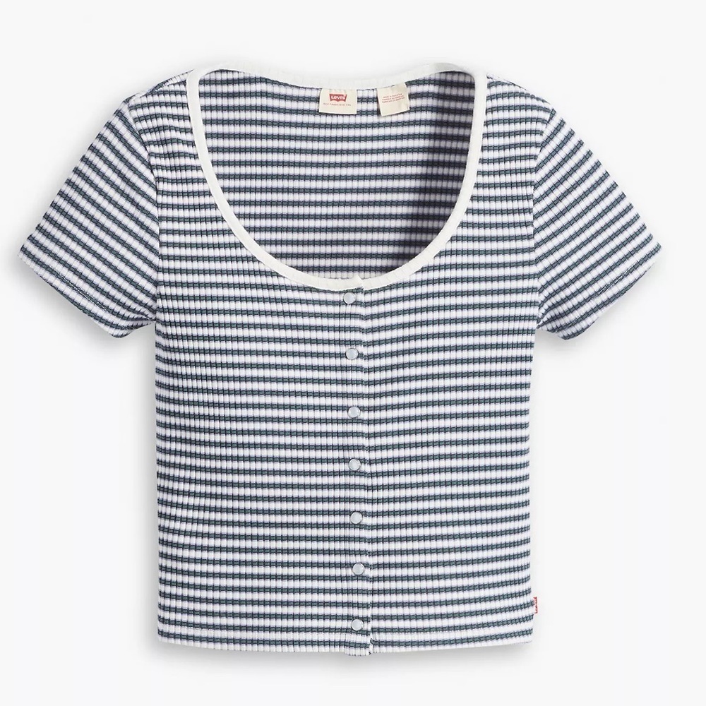 Levi’s Short Sleeve Britt Snap Front Top. Pre-Owned. - Picture 3 of 14